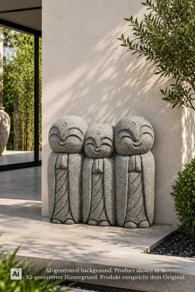 Product image 1 of the product “Group of Three Young Monks, 55 cm Height, Natural Stone ”